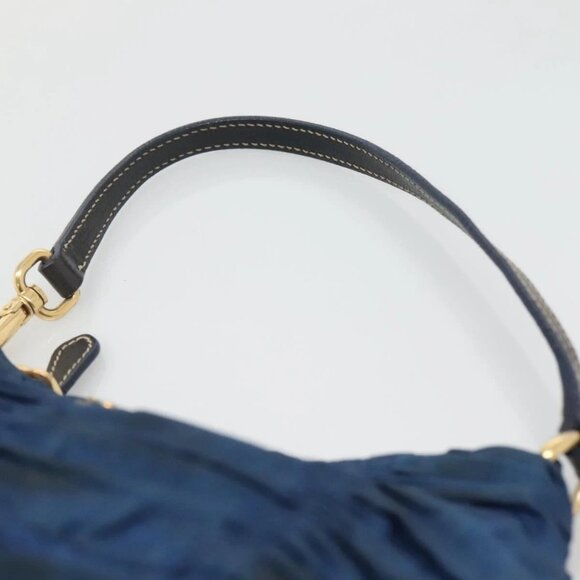 PRADA Accessory Pouch Nylon Blue Gold Auth 139522 - Picture 9 of 16